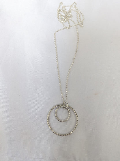 Sterling Silver Thick Geometric Double Circle Handmade Pendant