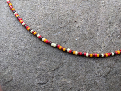 Dainty beaded layering necklace | Orange Tone 2mm Glass Beads