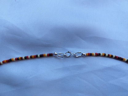 Dainty beaded layering necklace | Orange Tone 2mm Glass Beads