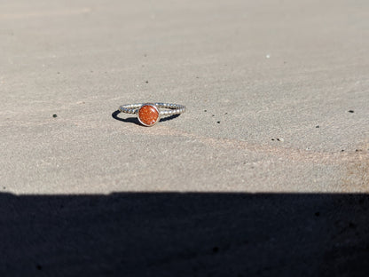 Handmade Sterling Silver Beaded Wire Ring, Goldstone Ring, Silver Jewellery, unique Stacking ring, Pretty sparkly ring, 925 Silver Ring
