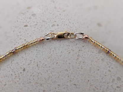 Gold Colour Tiny Bead Necklace | Layering Dainty Bead Pretty Necklace