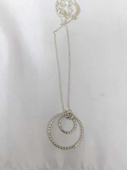 Sterling Silver Thick Geometric Double Circle Handmade Pendant