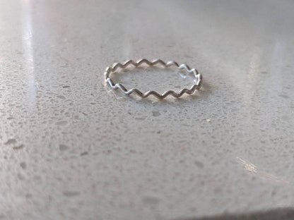 Tiny Wiggly Wave Ring - Sterling Silver Minimalist Ring - Handmade Delicate Dainty Ring