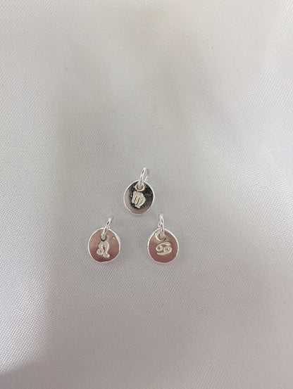 Handmade hand stamped sterling silver star sign charms - astrology charms