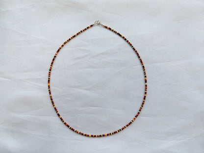 Dainty beaded layering necklace | Orange Tone 2mm Glass Beads