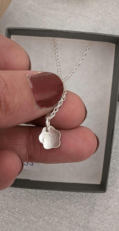 Handmade Paw Print Charm Necklace | Dainty Sterling Silver Paw Print Pendant