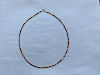 Dainty beaded layering necklace | Orange Tone 2mm Glass Beads