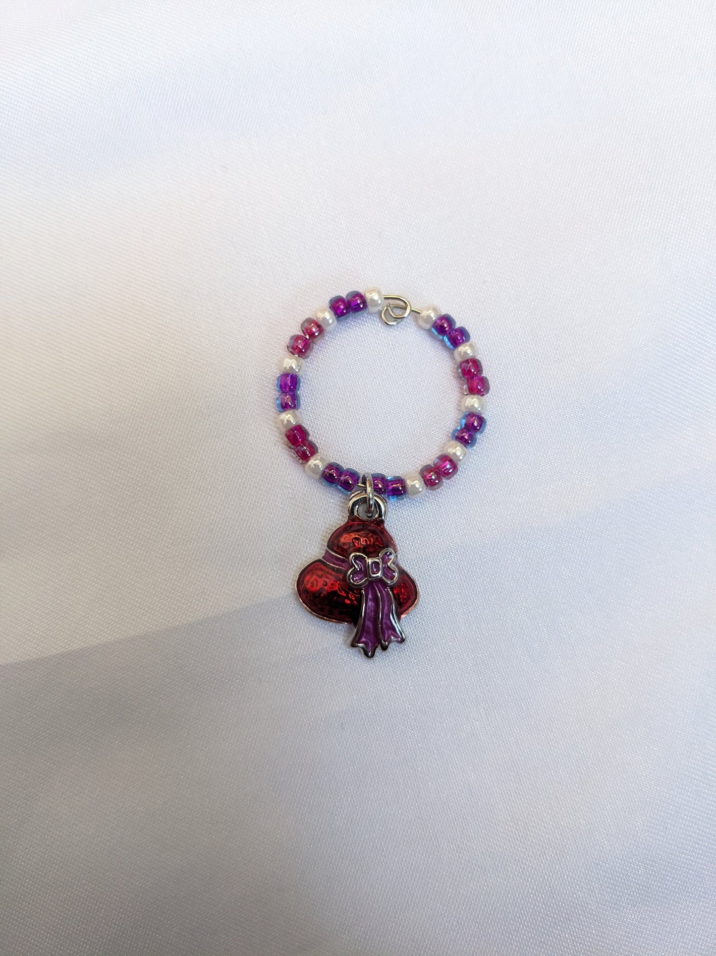 6 Girls Night Out themed pink purple beaded wine glass charms