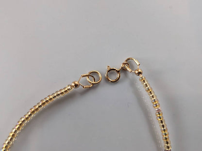 Gold Colour Tiny Bead Necklace | Layering Dainty Bead Pretty Necklace