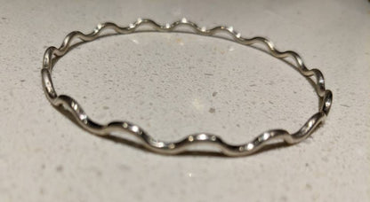 Handmade Sterling Silver Wavy Bangle | Decorative Stacking Bangle
