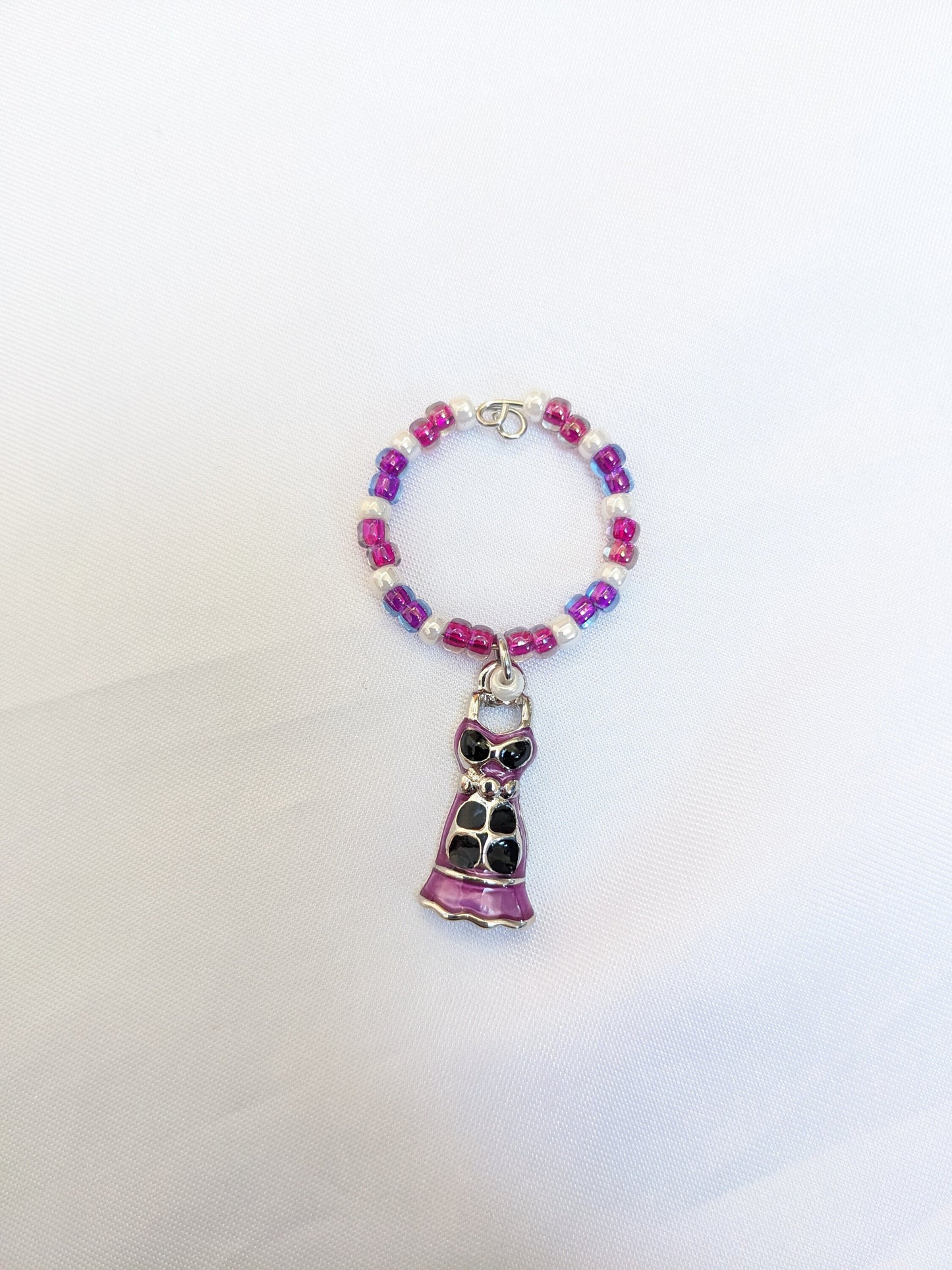 6 Girls Night Out themed pink purple beaded wine glass charms