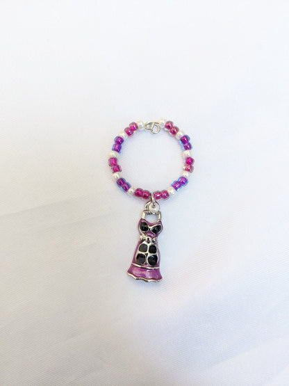 6 Girls Night Out themed pink purple beaded wine glass charms