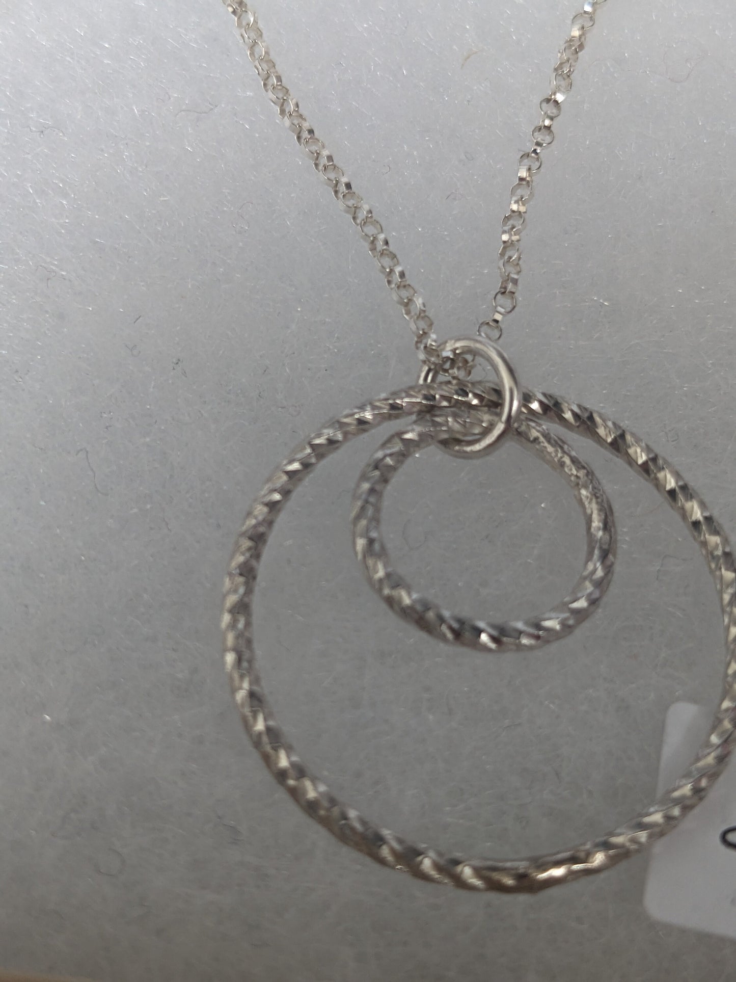 Sterling silver thick geometric double circle necklace, 20" chain, sterling silver jewelry, handmade gift for silver lover, gift for wife