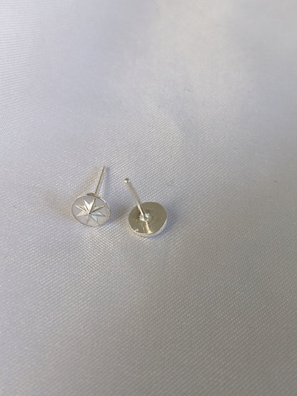 Sterling Silver 8 Point Star Stud Earrings