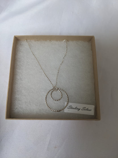 Sterling Silver Thick Geometric Double Circle Handmade Pendant