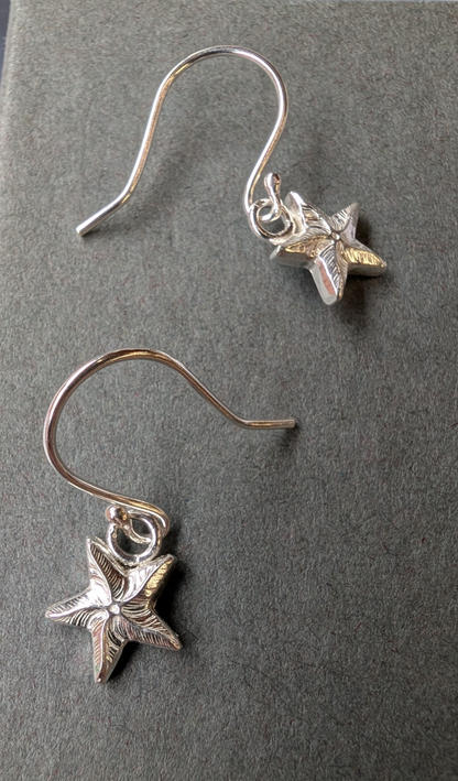 Sterling Silver Handmade Dainty Starfish Earrings