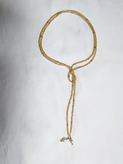Handmade long beaded Lariat style necklace | Clasp free Y necklace