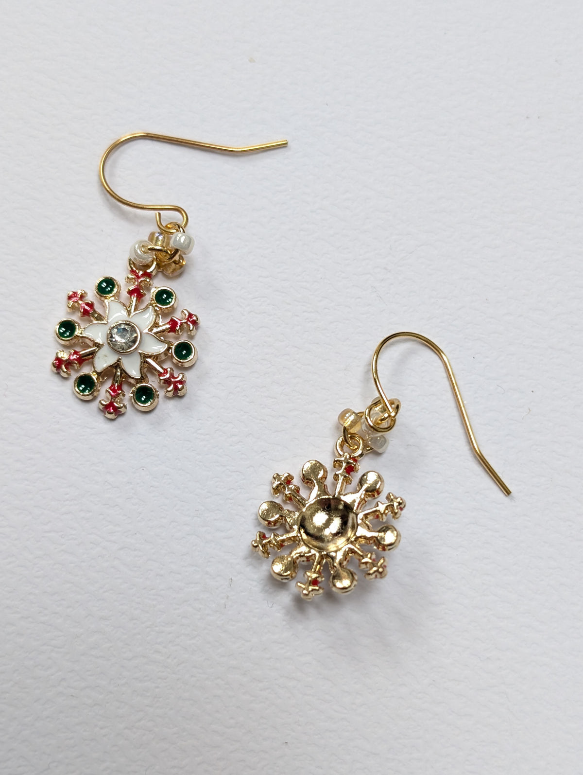 Festive Enamel Snowflake Earrings