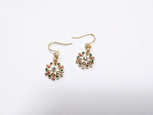 Festive Enamel Snowflake Earrings