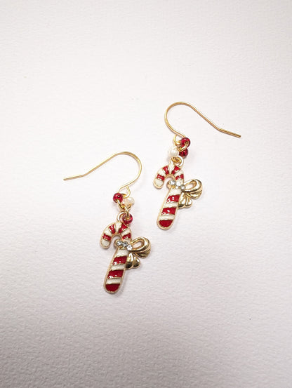 Candy Cane Christmas Earrings | Red Christmas Candy Cane Earrings