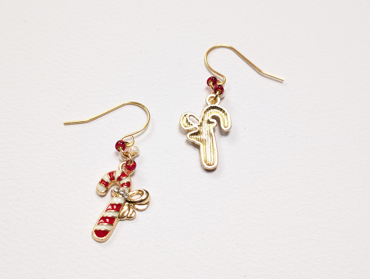 Candy Cane Christmas Earrings | Red Christmas Candy Cane Earrings
