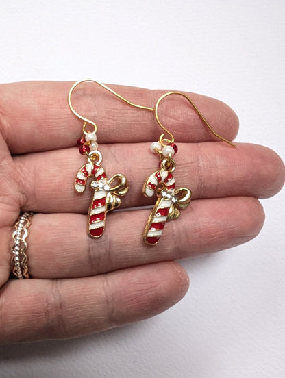 Candy Cane Christmas Earrings | Red Christmas Candy Cane Earrings