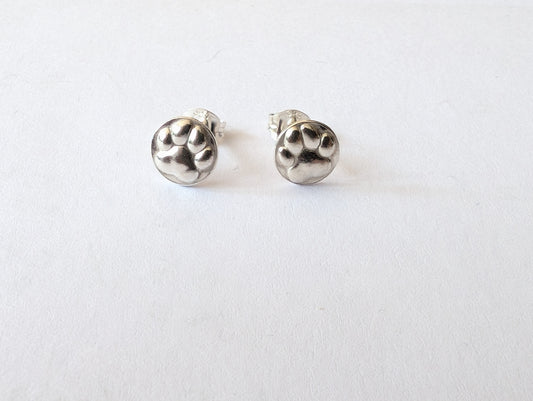 Sterling Silver Paw Print Stud Earrings