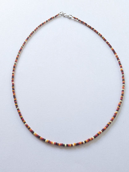 Dainty beaded layering necklace | Orange Tone 2mm Glass Beads
