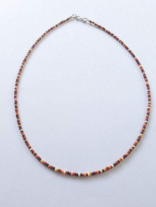 Dainty beaded layering necklace | Orange Tone 2mm Glass Beads