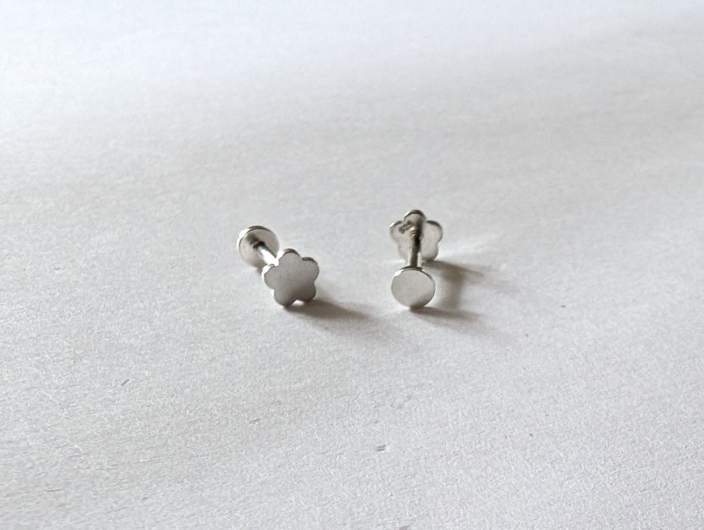 Pair of sterling silver flower labret earrings