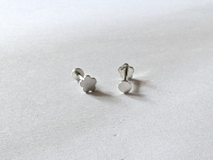 Pair of sterling silver flower labret earrings