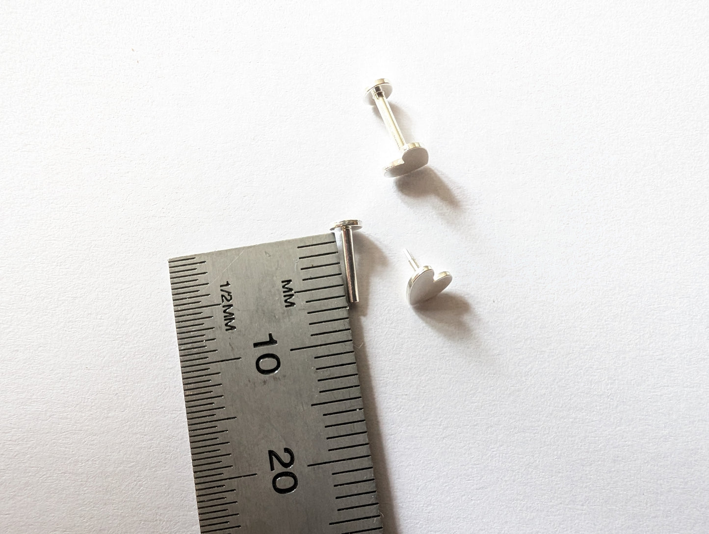 Flat Back Sterling Silver Labret Earrings | Heart Labret Earrings