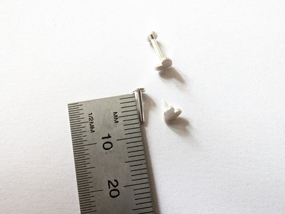Flat Back Sterling Silver Labret Earrings | Heart Labret Earrings