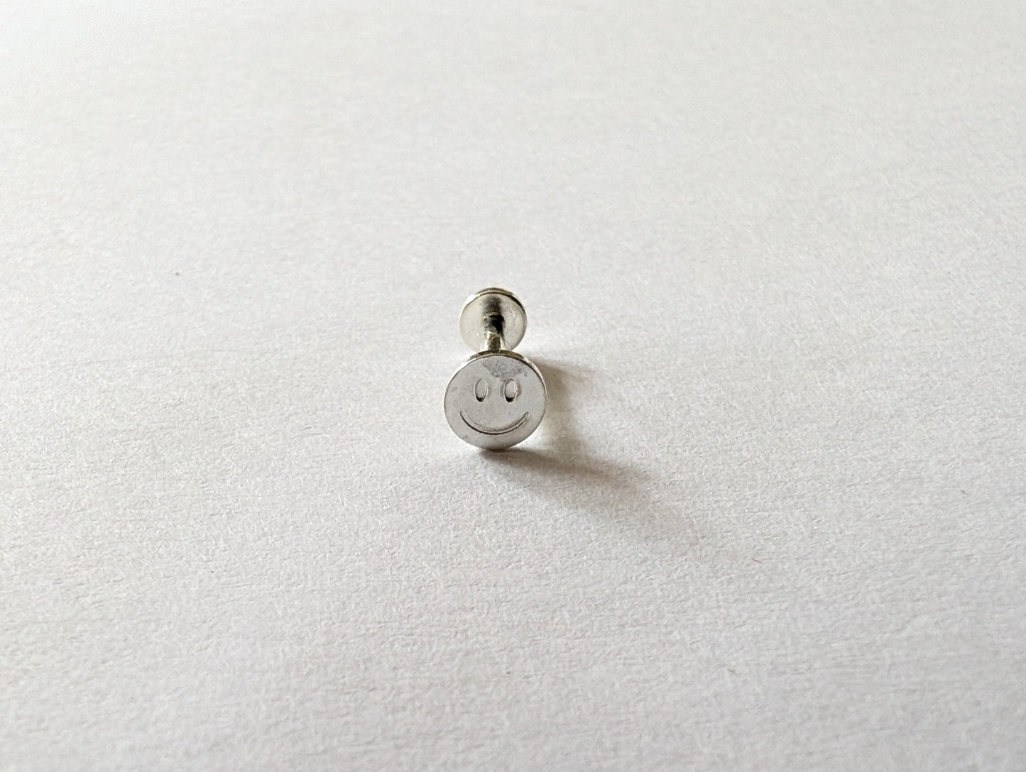 Flat Back Sterling Silver Labret Earrings | Smiley Labret Earrings