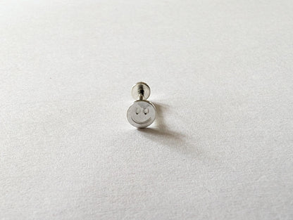 Flat Back Sterling Silver Labret Earrings | Smiley Labret Earrings