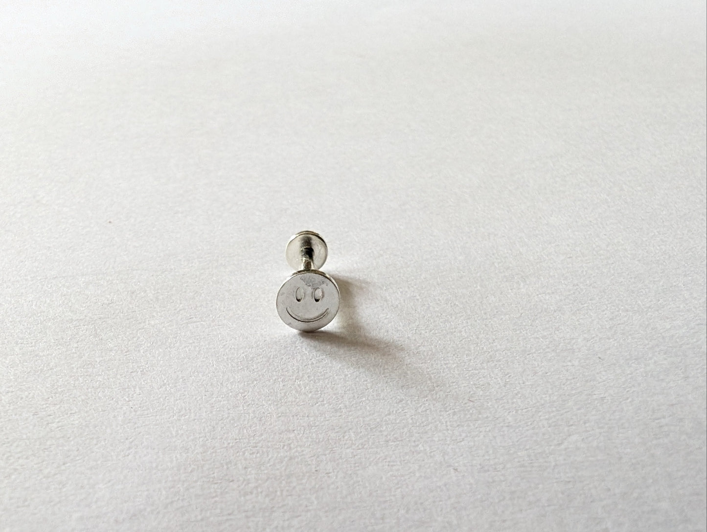 Flat Back Sterling Silver Labret Earrings | Smiley Labret Earrings