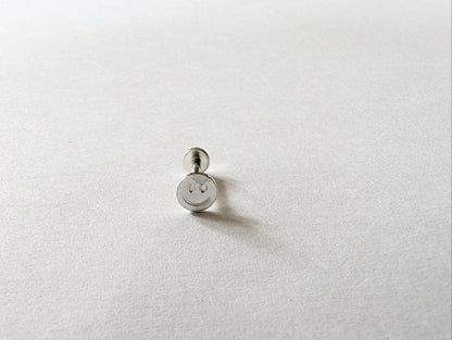 Flat Back Sterling Silver Labret Earrings | Smiley Labret Earrings