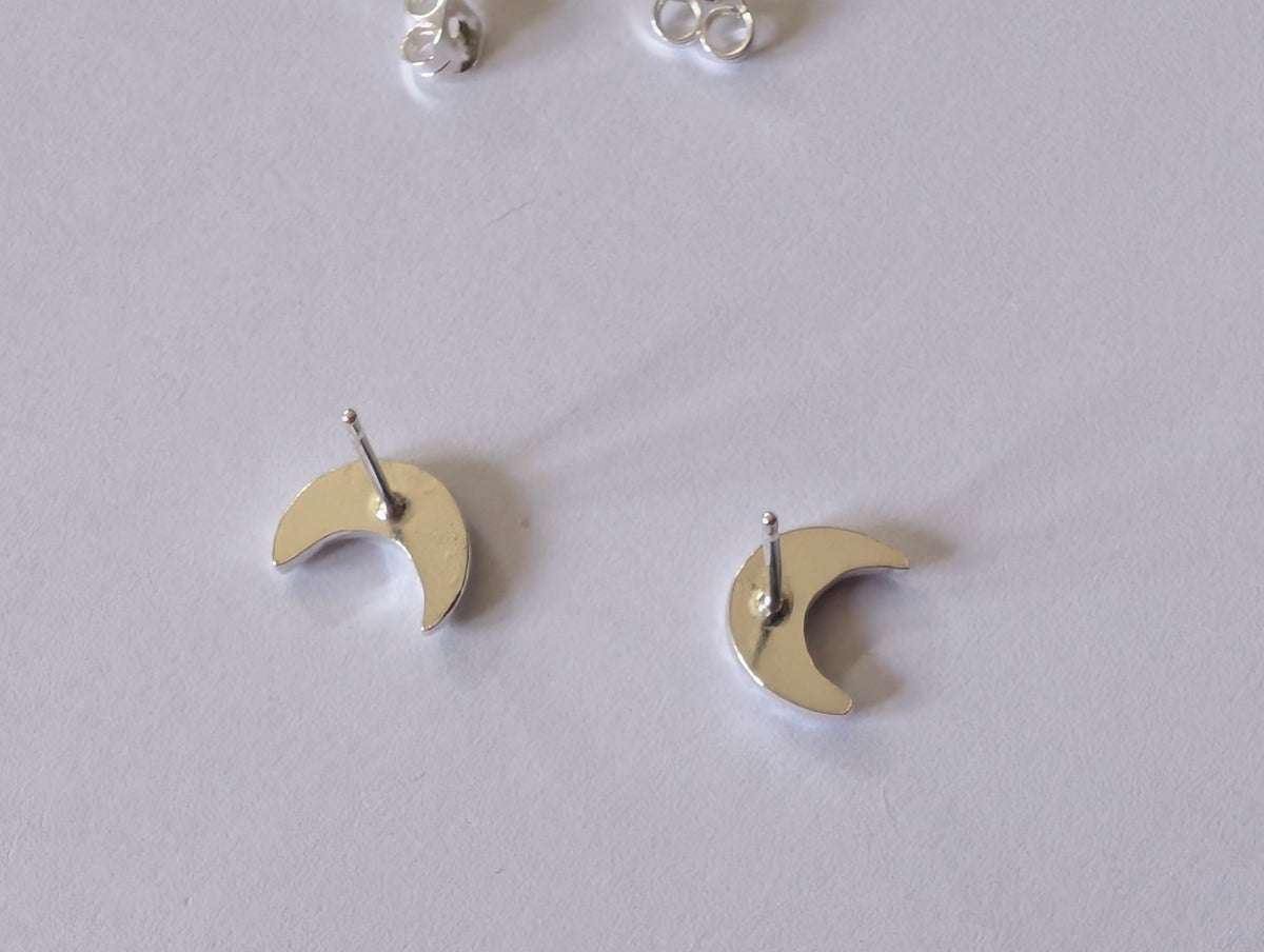 back of sterling silver crescent moon earrings
