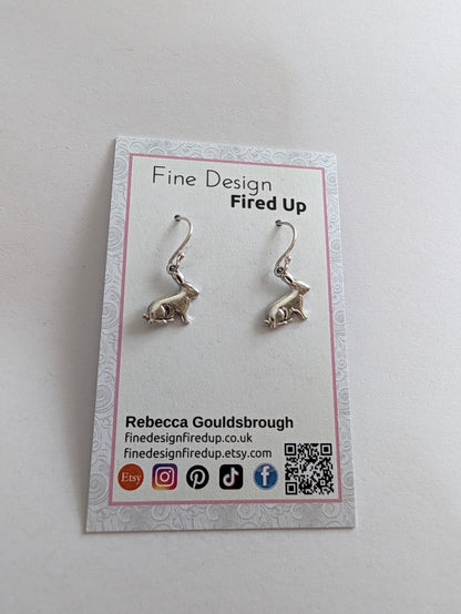 Sterling Silver Rabbit Drop Earrings