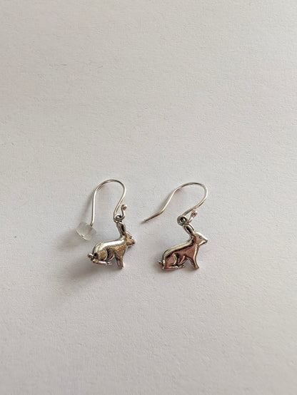 Sterling Silver Rabbit Drop Earrings