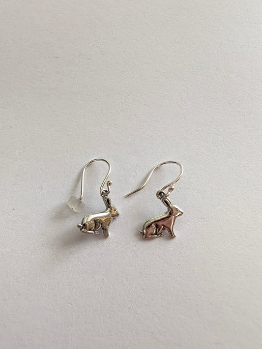 Sterling Silver Rabbit Drop Earrings