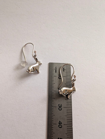 Sterling Silver Rabbit Drop Earrings