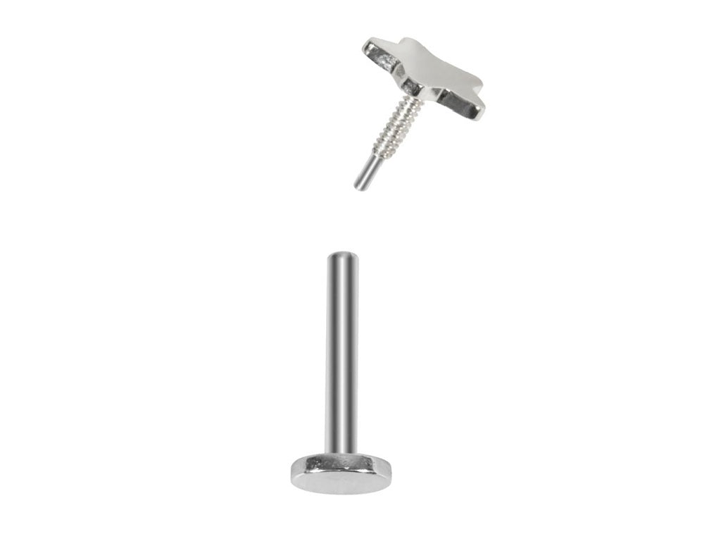 Flat Back Sterling Silver Labret Earrings | Star Labret Earrings