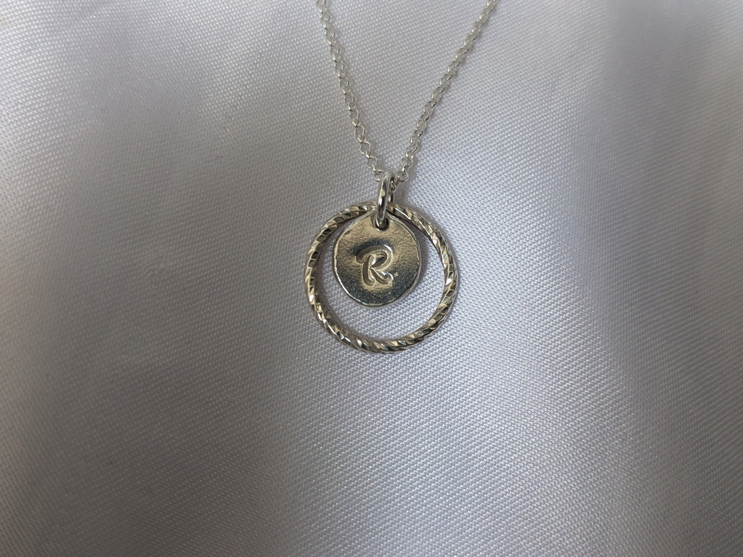 Sterling Silver Personalised Pendant Charm Necklace | Handmade Initial in a Circle Pendant