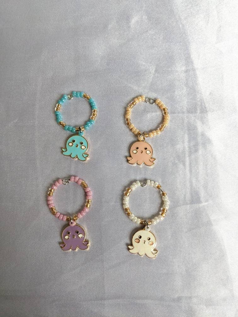Octopus Wine Glass Charms - Four Fun Wine Glass Markers