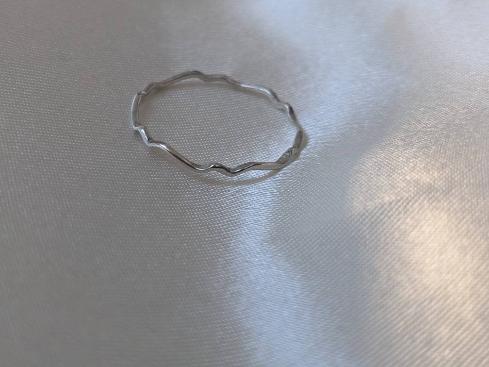 Tiny Wiggly Wave Ring - Sterling Silver Minimalist Ring - Handmade Delicate Ring