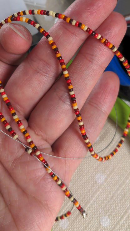 Dainty beaded layering necklace | Orange Tone 2mm Glass Beads