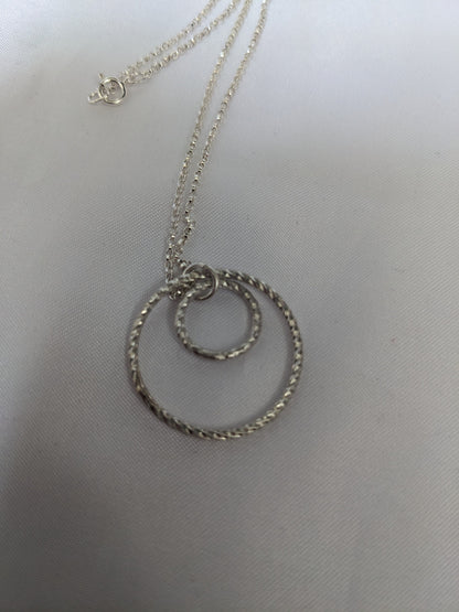 Sterling Silver Thick Geometric Double Circle Handmade Pendant