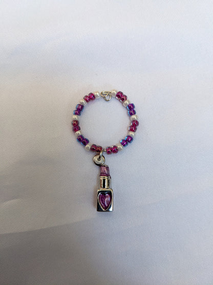 6 Girls Night Out themed pink purple beaded wine glass charms