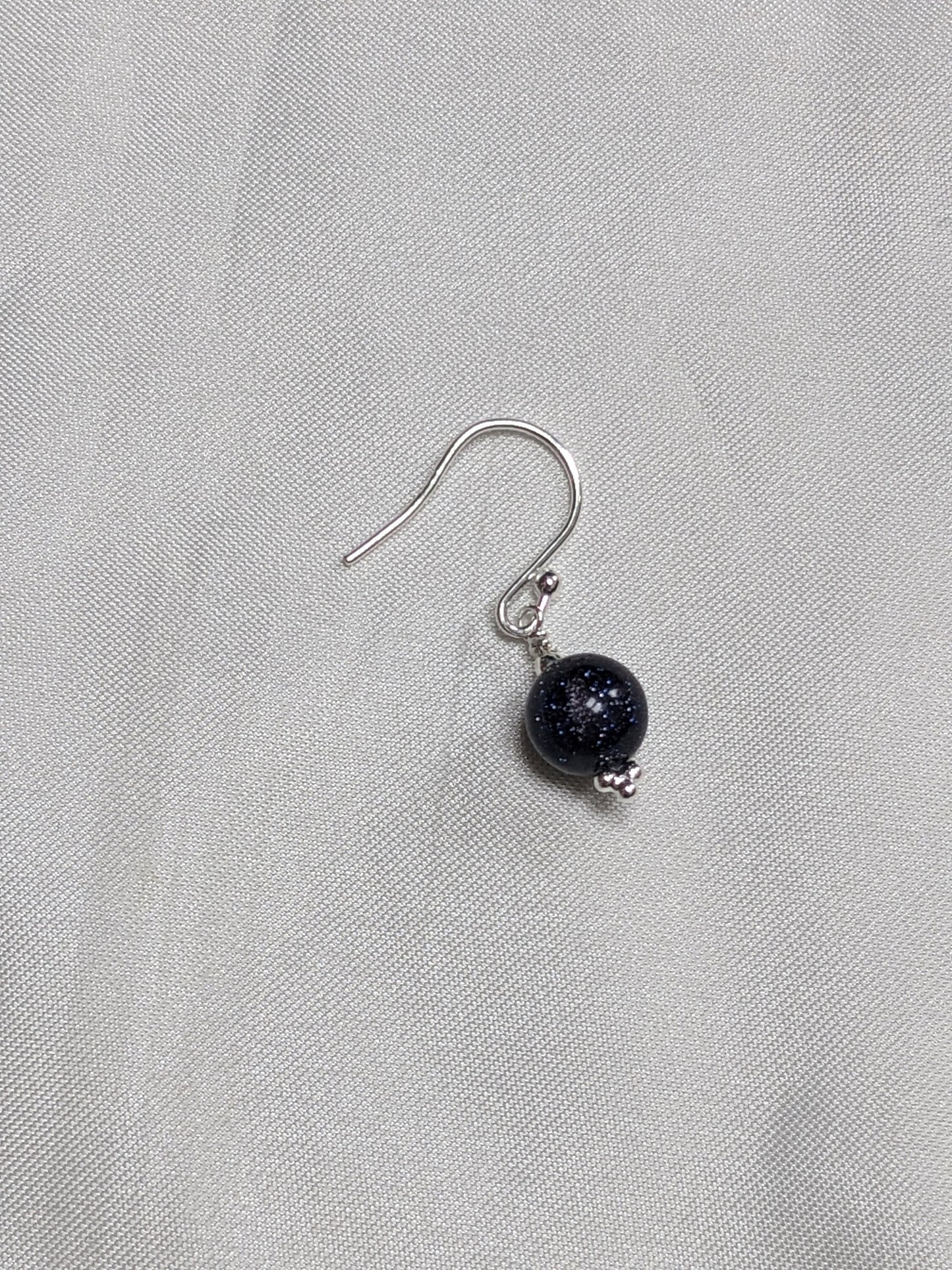 Sterling Silver Earrings with a sparkle blue goldstone bead